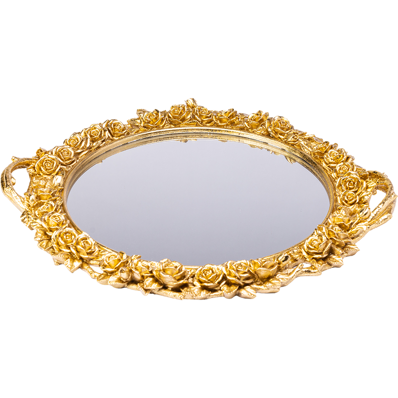 Round gold flower tray