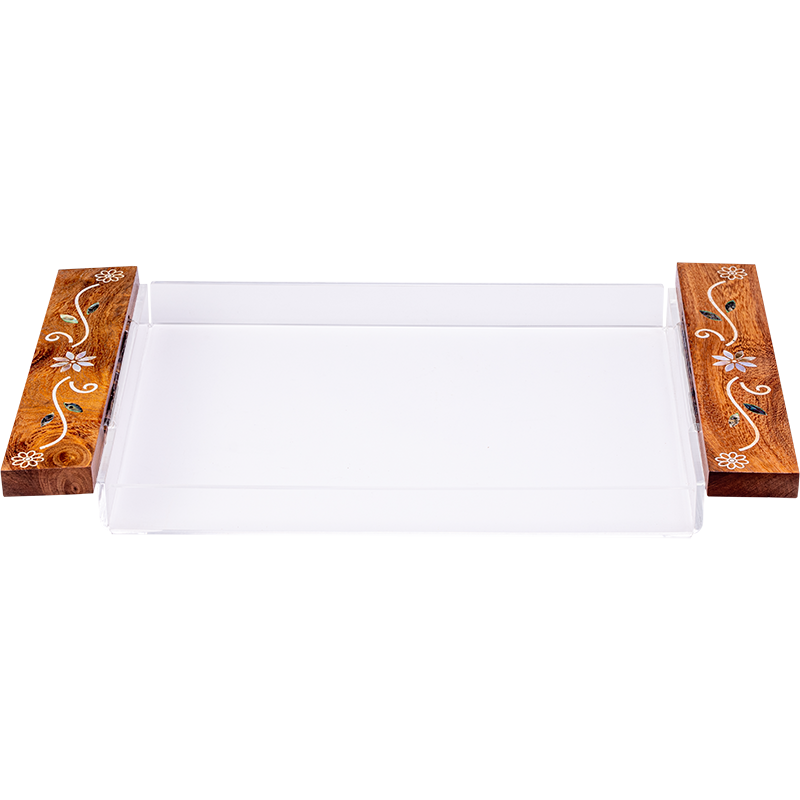 Floral Mother of Pearl Tray Set, Tissue box ,and tea box