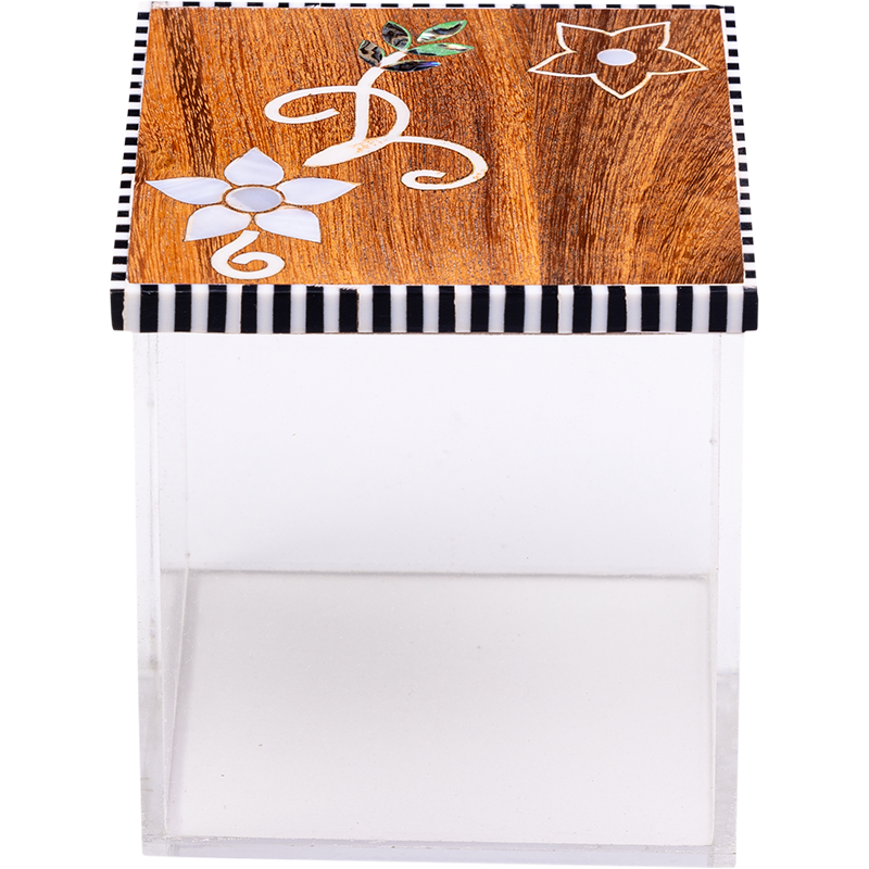 Floral Mother of Pearl Tray Set, Tissue box ,and tea box