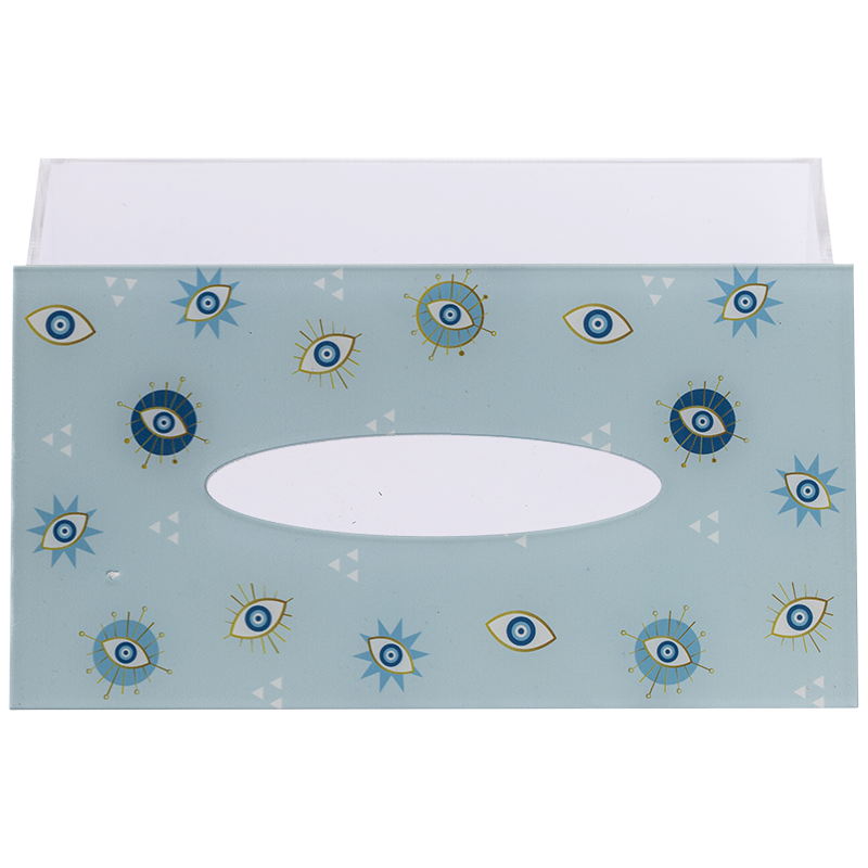Acrylic glass baby blue design tissue box