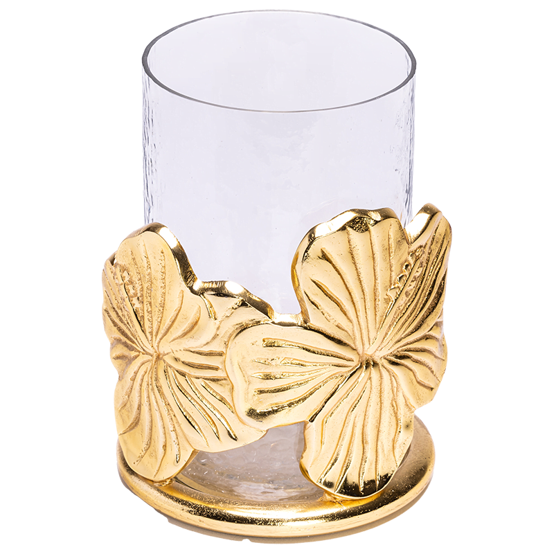 Flower Candle Holder in Gold.
