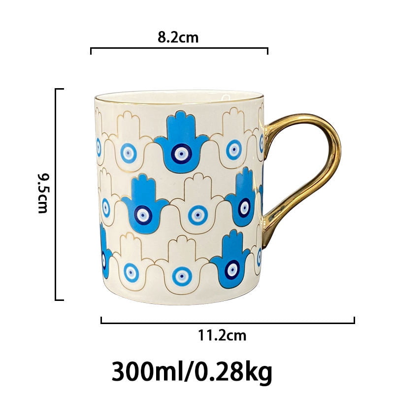 Dimensions of azure hamsa mug.