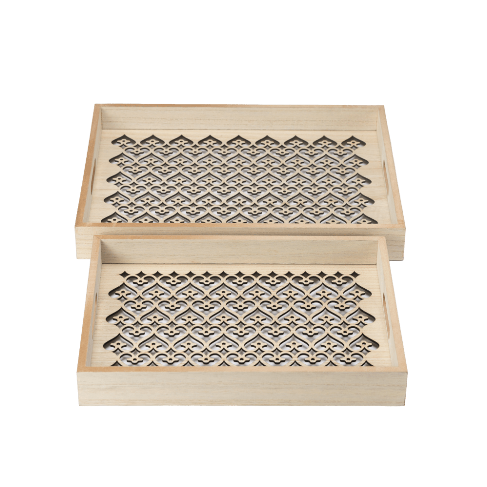 harmony wooden trays in front of each other