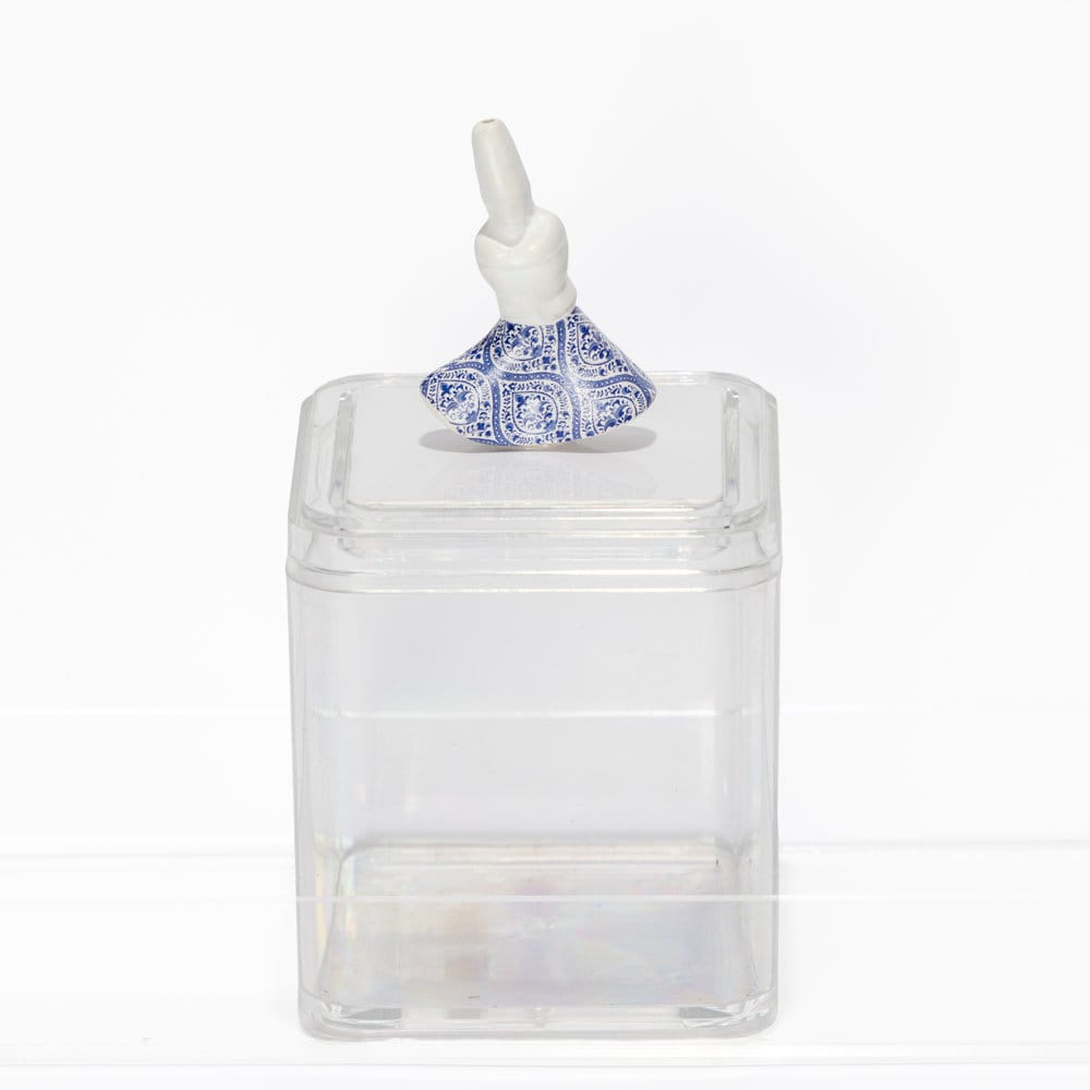 Acrylic Box Rolling Darwish handle blue and white ceramic