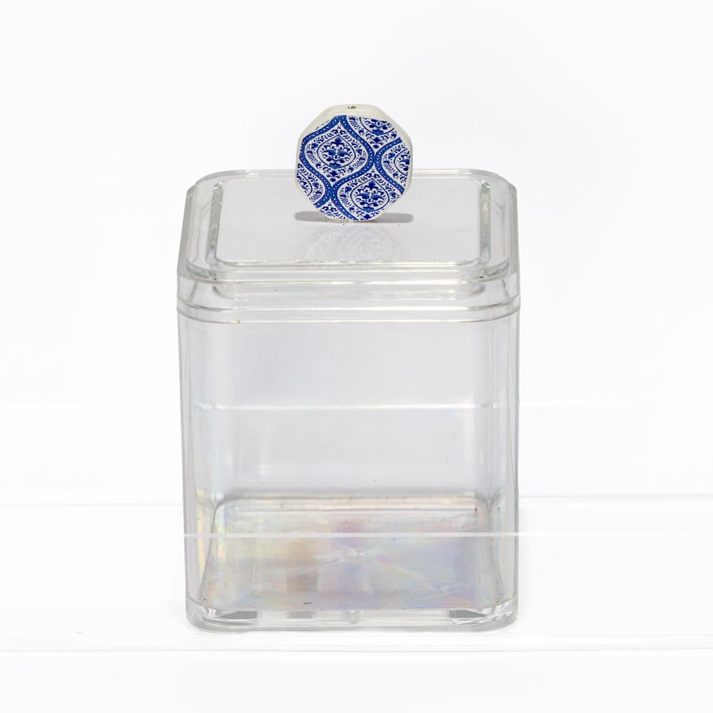 Mosaic Tile Handle blue and white ceramic Acrylic Box